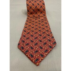 Tommy Hilfiger Necktie Red 100% Italian Silk Paisley Mens Tie Preppy 4"x 57"